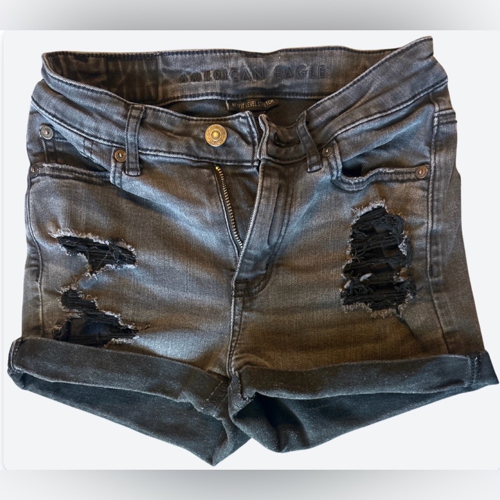 American Eagle Outfitters Women's Gray Distressed Jean Shorts